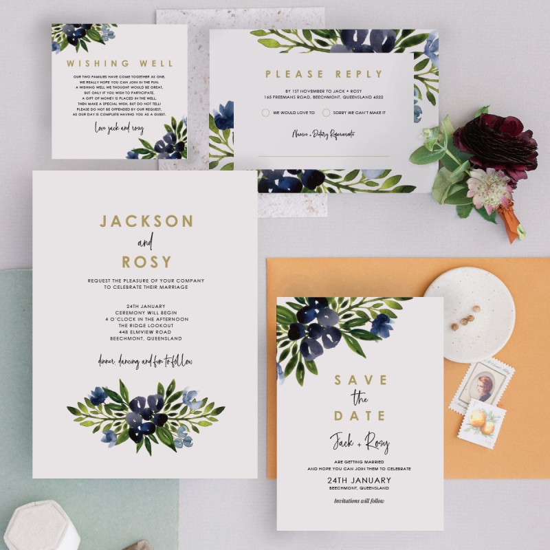 A Touch of Blue Wedding Response Card