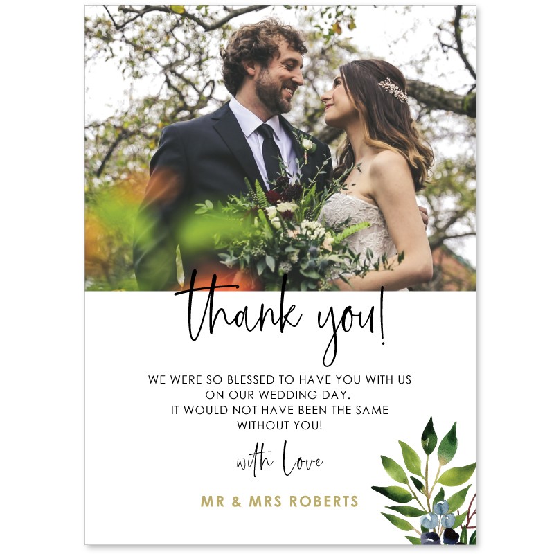 A Touch of Blue Wedding Thank You Card