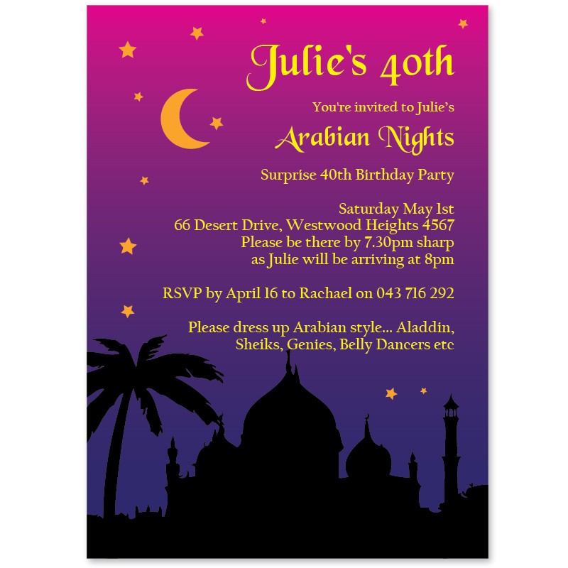 Arabian Nights Birthday Invitations