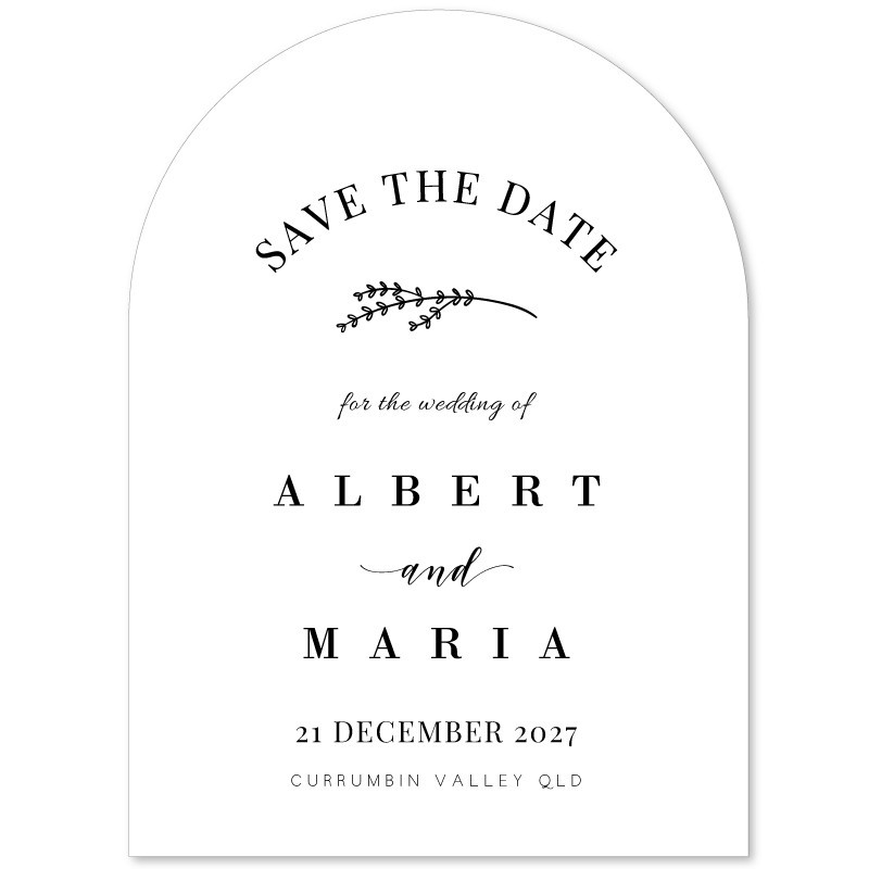 Black and White Die-Cut Arch Save The Date Cards