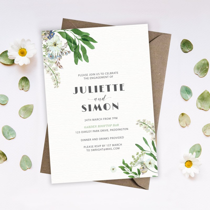 Gum Leaves Engagement Invitations