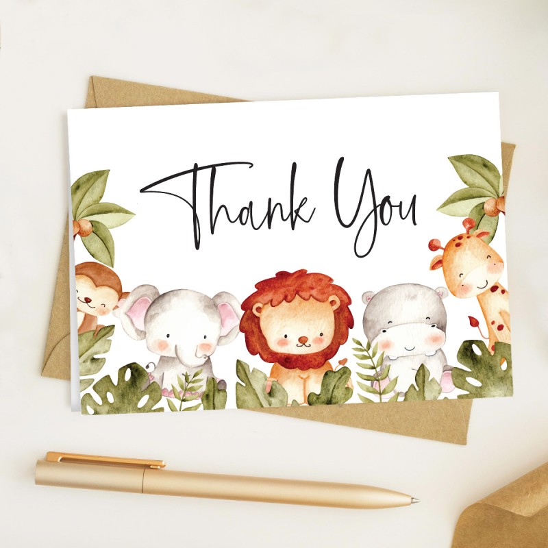 Safari Animals Thank You Cards