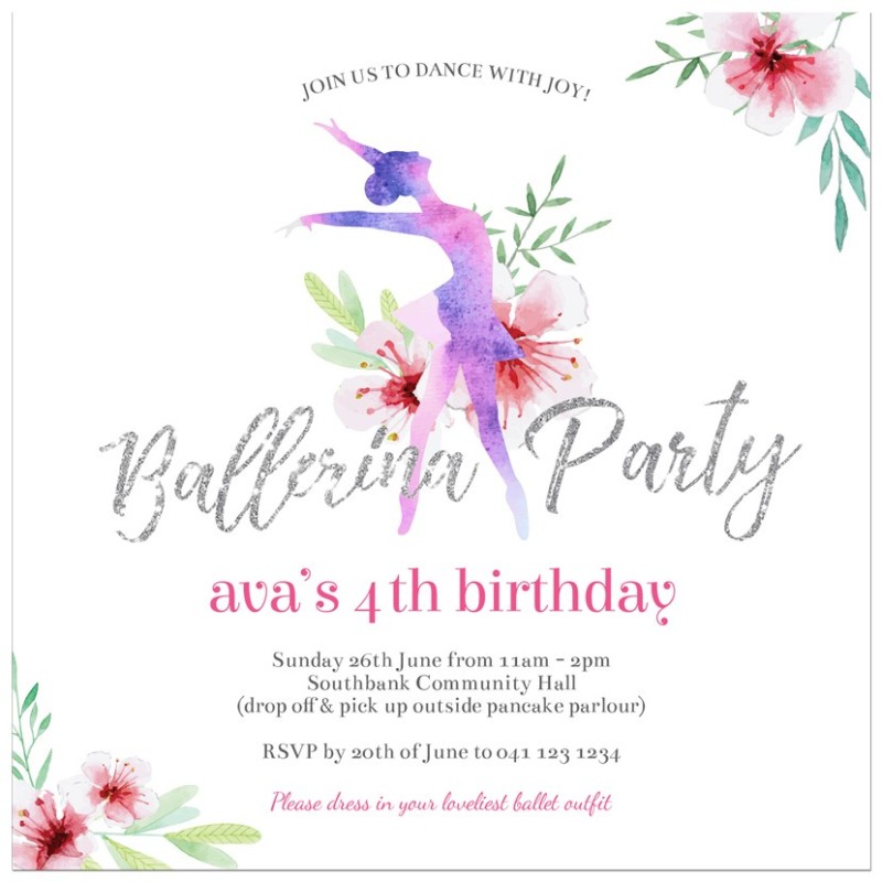 Ballerina Birthday Invitations