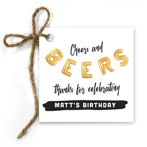 Beer White Birthday Gift Tags