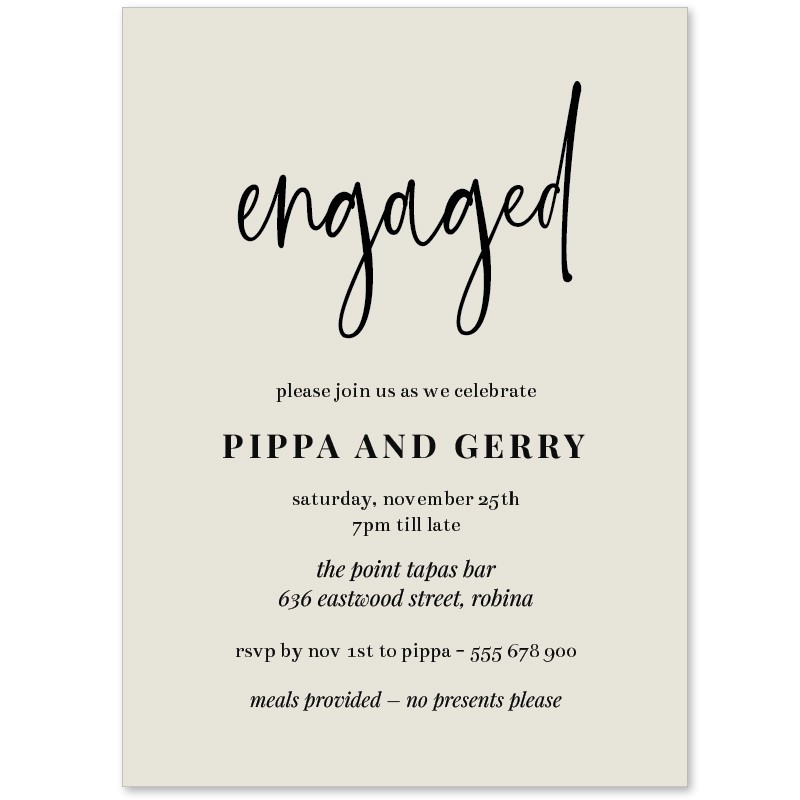 Bold Type Engagement Invitations