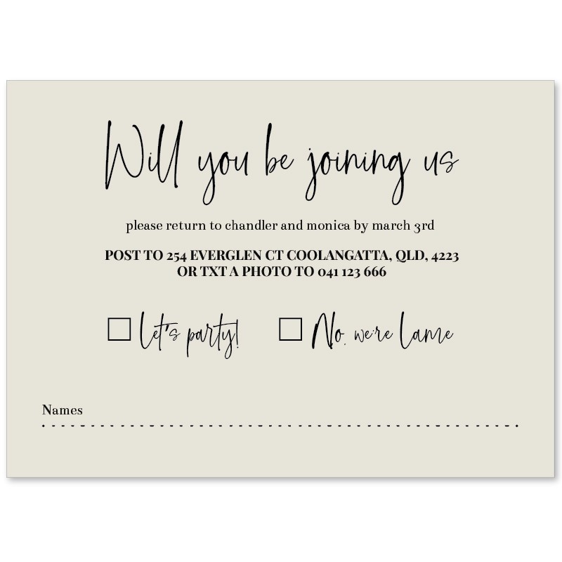 Bold Type RSVP Cards