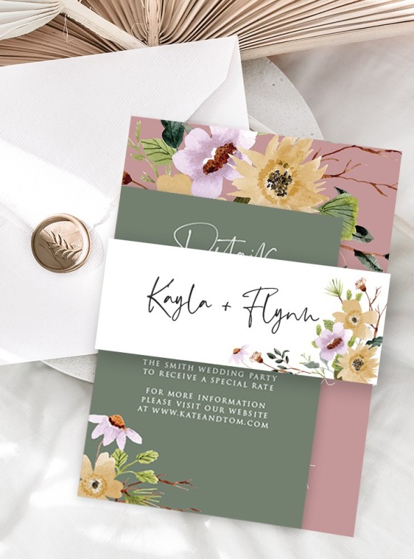 Flower Bed Invitation Belly Band