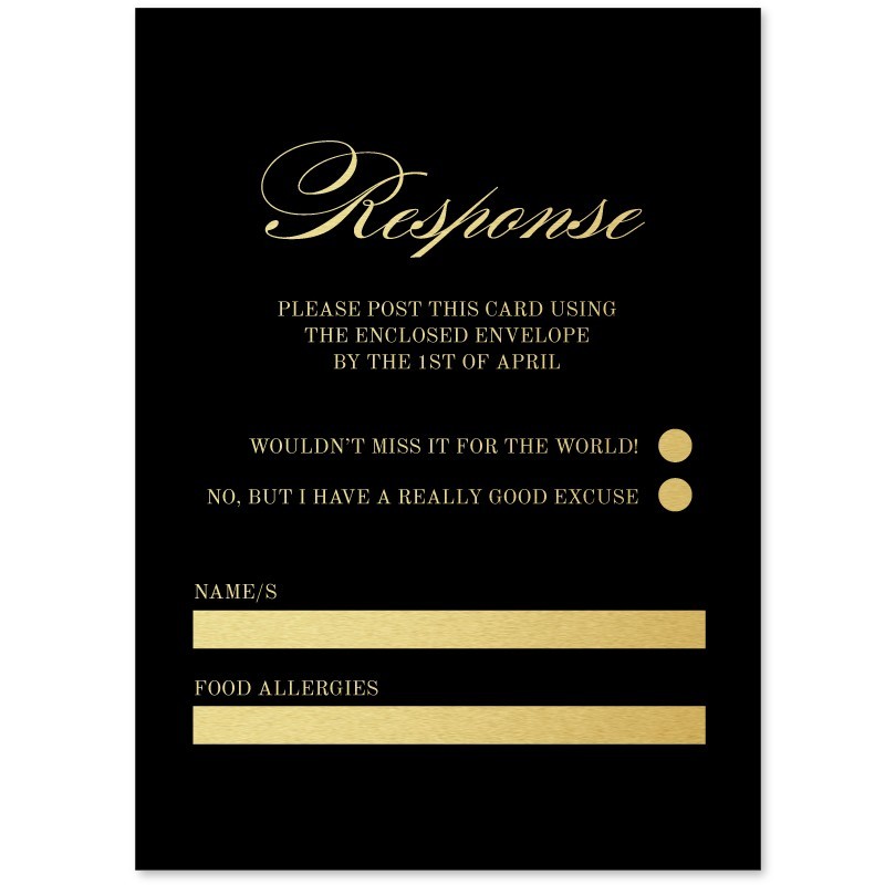 Black and Gold Wedding Response Card