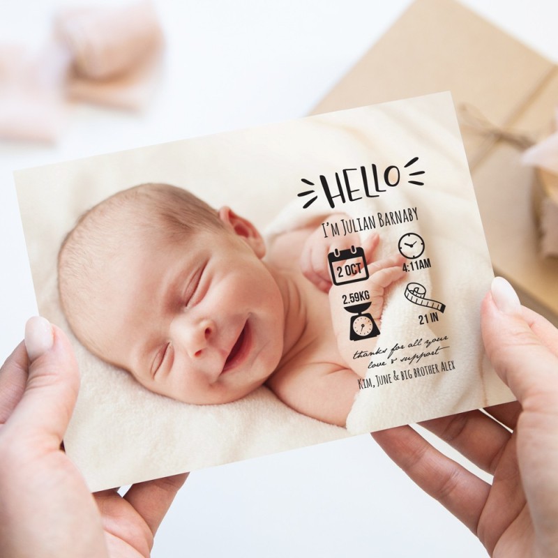 Hello Birth Announcement Cards
