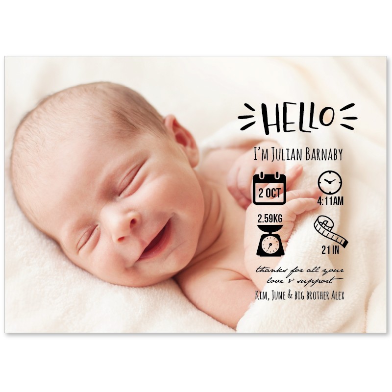 Hello Birth Announcement Cards