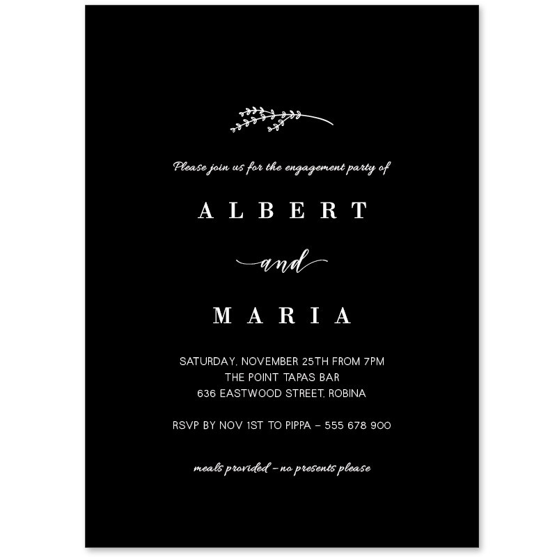 Black and White Engagement Party Invitations