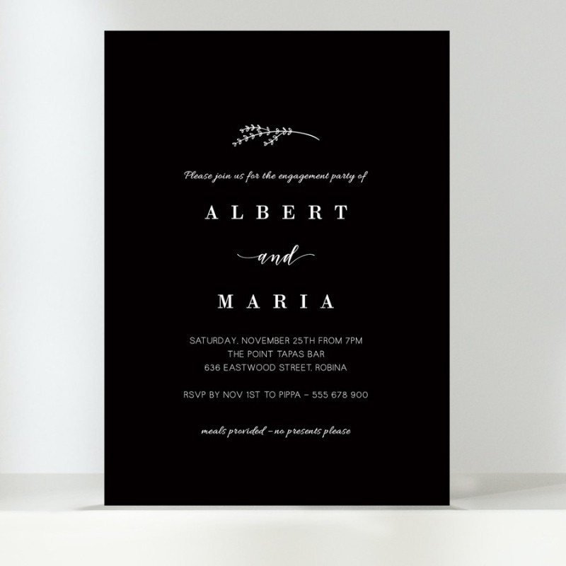 Black and White Engagement Party Invitations