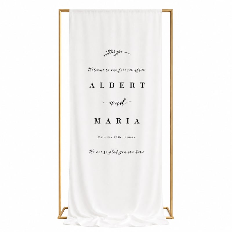 Black and White Fabric Wedding Welcome Sign