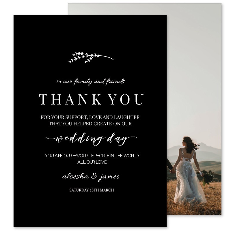 Black and White Wedding Thank You Cards