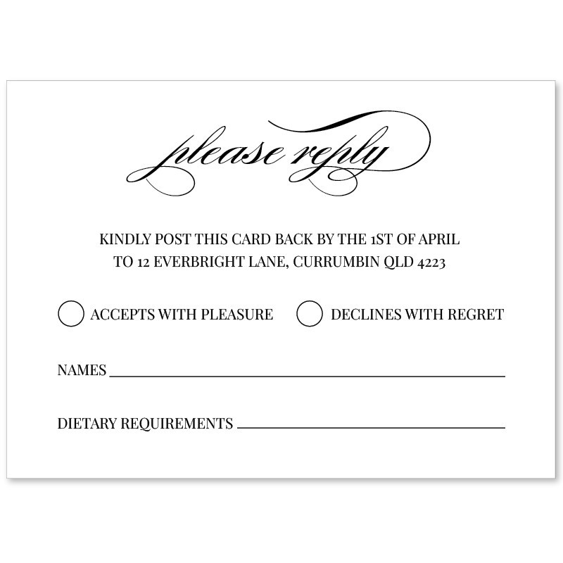 Monochrome Types Wedding Response Card