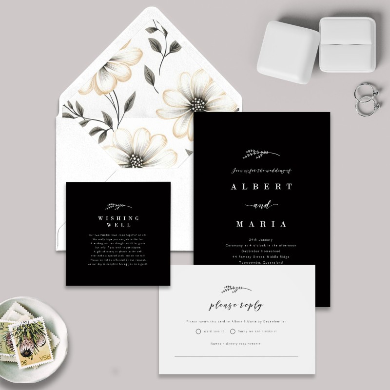 Black and White Wishing Well Card