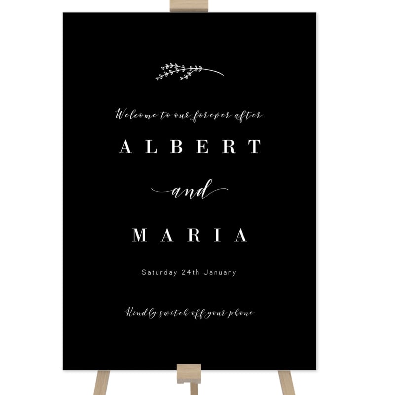 Black and White Wedding Welcome Sign