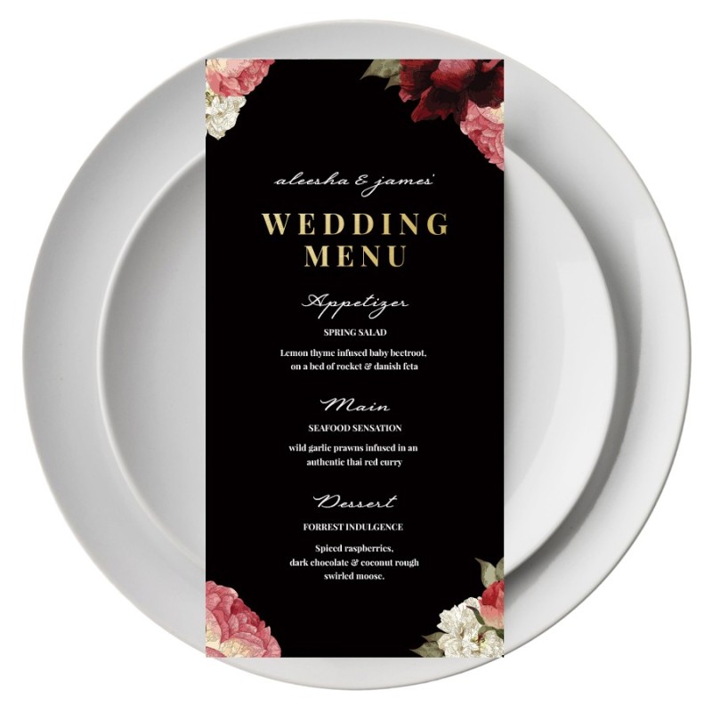 Crimson Wedding Menu