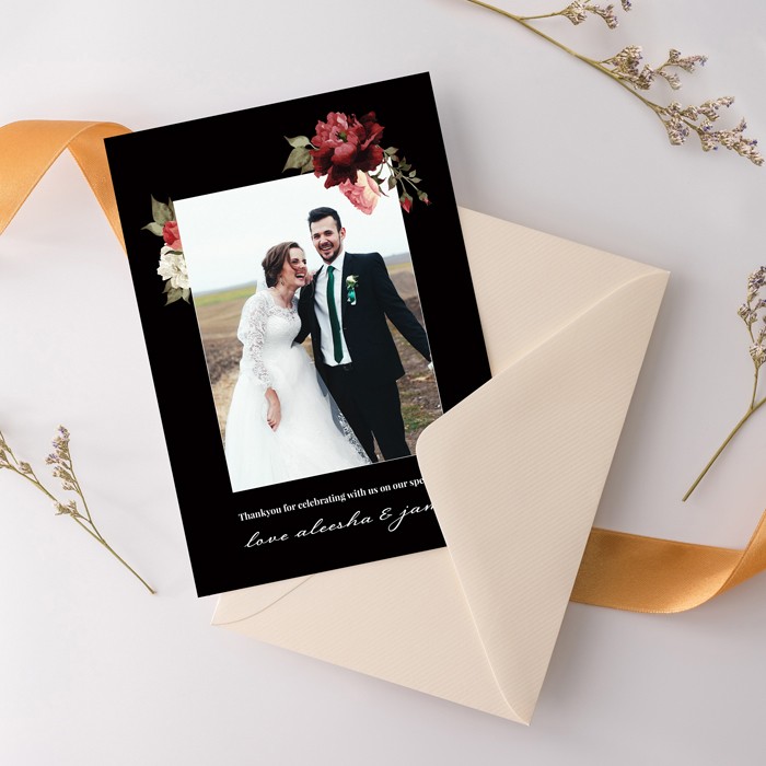 Crimson Wedding Thank You Card