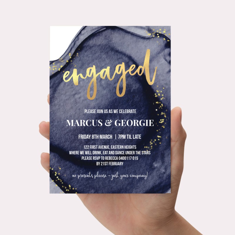 Golden Luxe Engagement Invitations