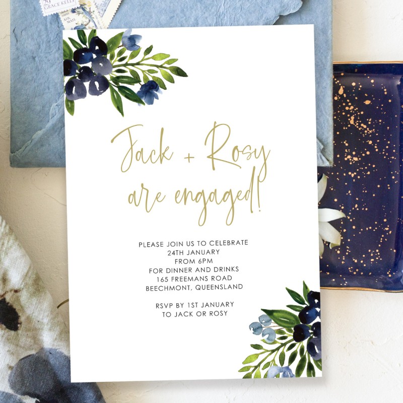A Touch of Blue Engagement Invitations