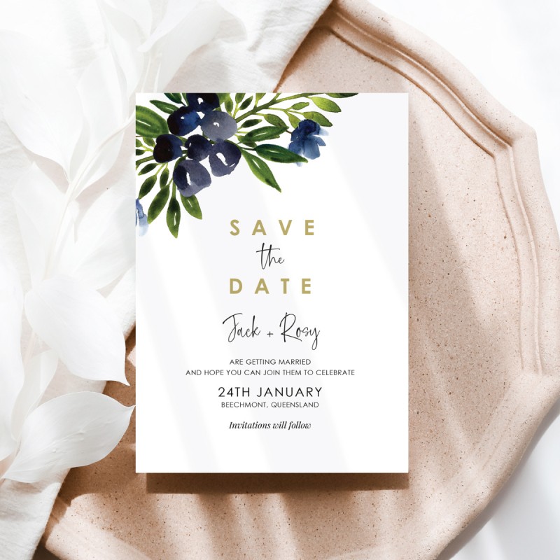 A Touch of Blue Save the Date Card
