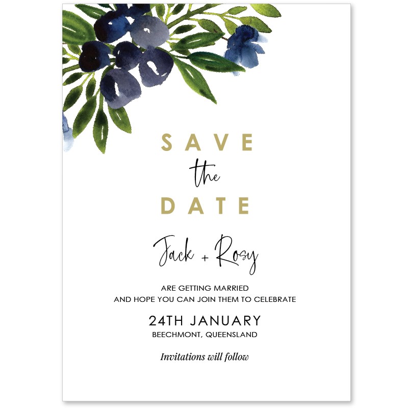 A Touch of Blue Save the Date Card