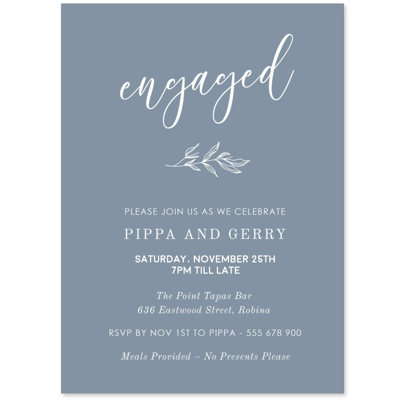 Dusty Blue Engagement Invitations