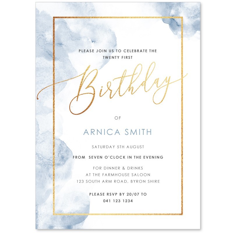 Blue Smoke Birthday Invitations