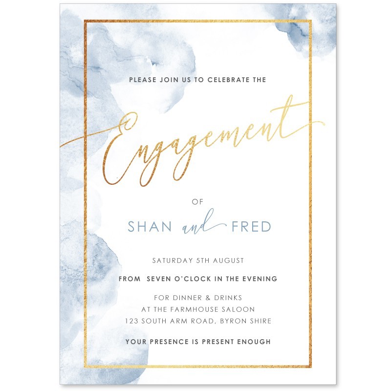 Blue Smoke Engagement Invitations
