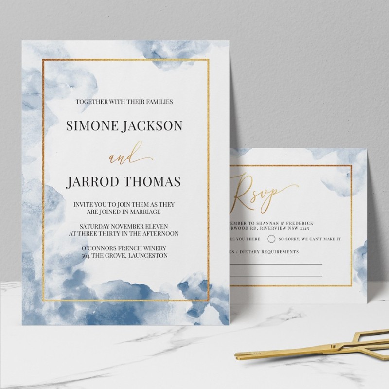 Blue Smoke Wedding Invitations