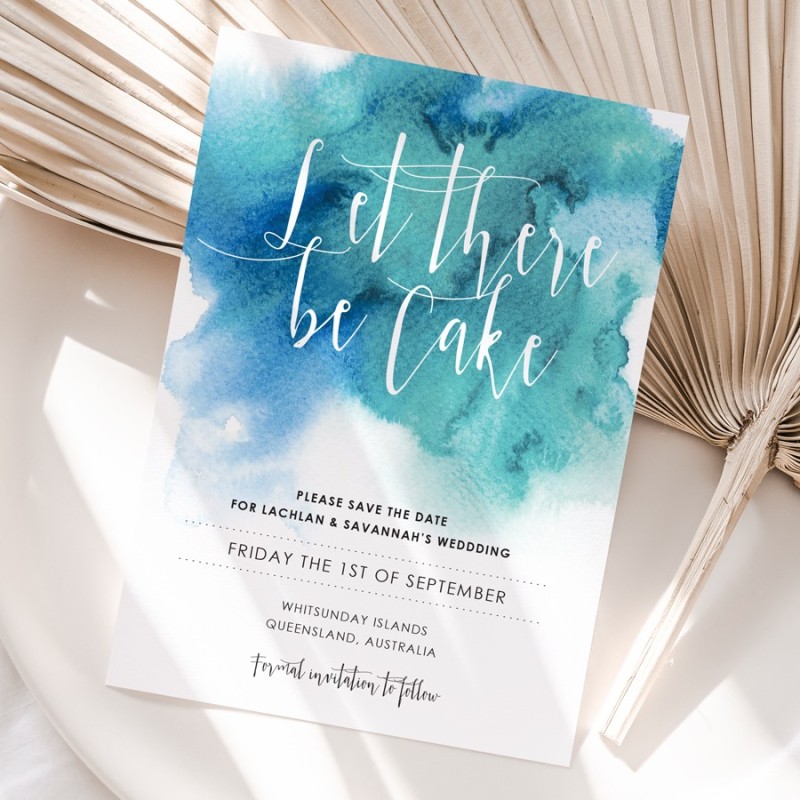 Turquoise Watercolour Save The Date Invitations