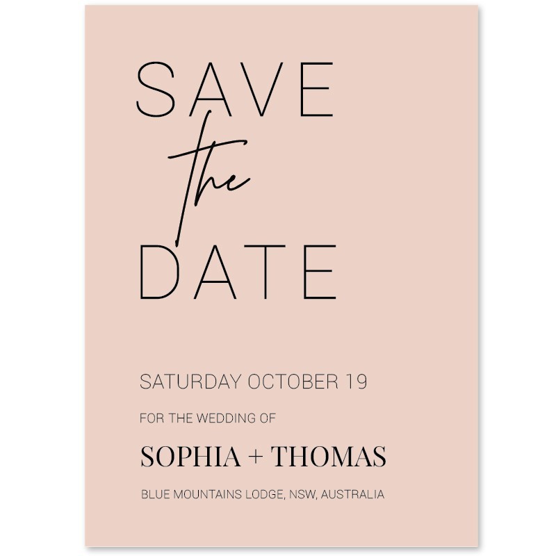 Blush Minimalist Save The Date Cards