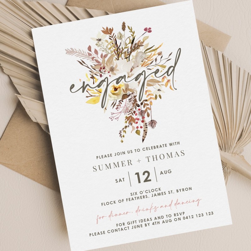 Boho Engagement Invitations