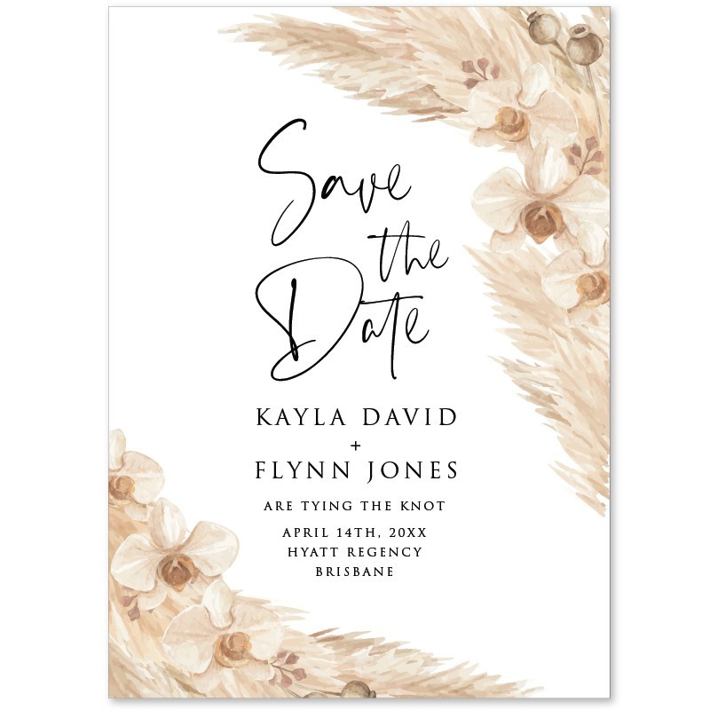 Boho Pampas Save The Date Cards