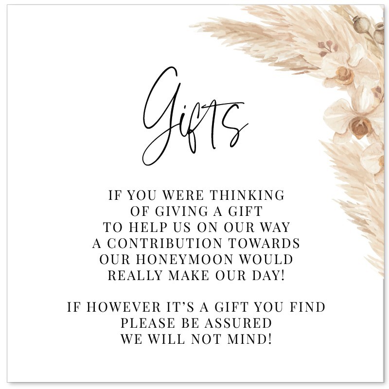 Boho Pampas Wishing Well Gift Enclosure Card