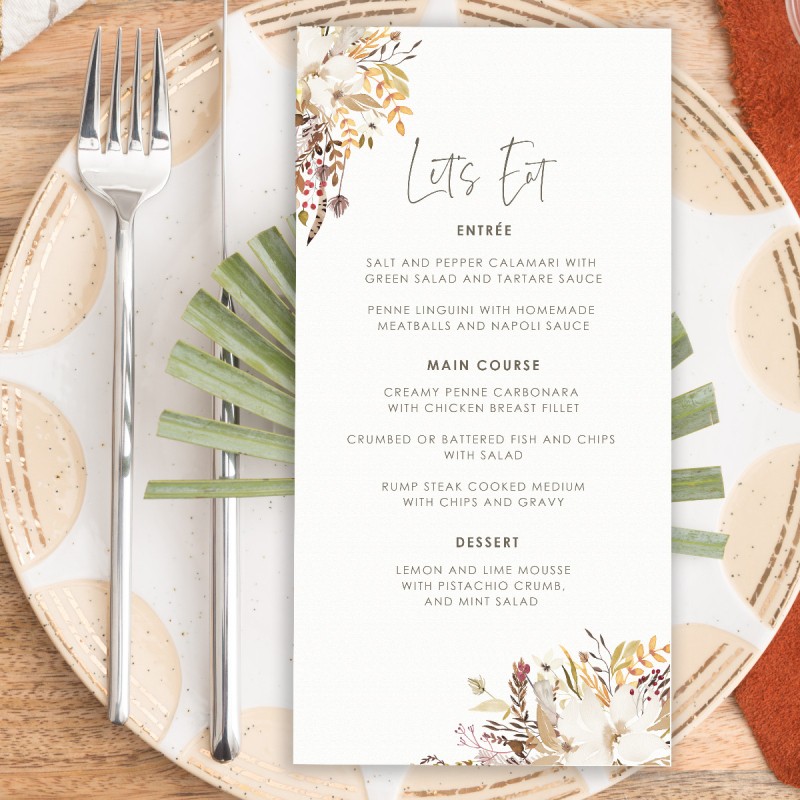 Boho Menu
