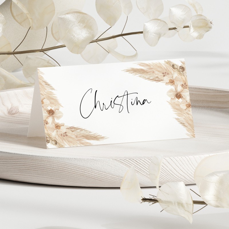 Boho Pampas Wedding Placecards
