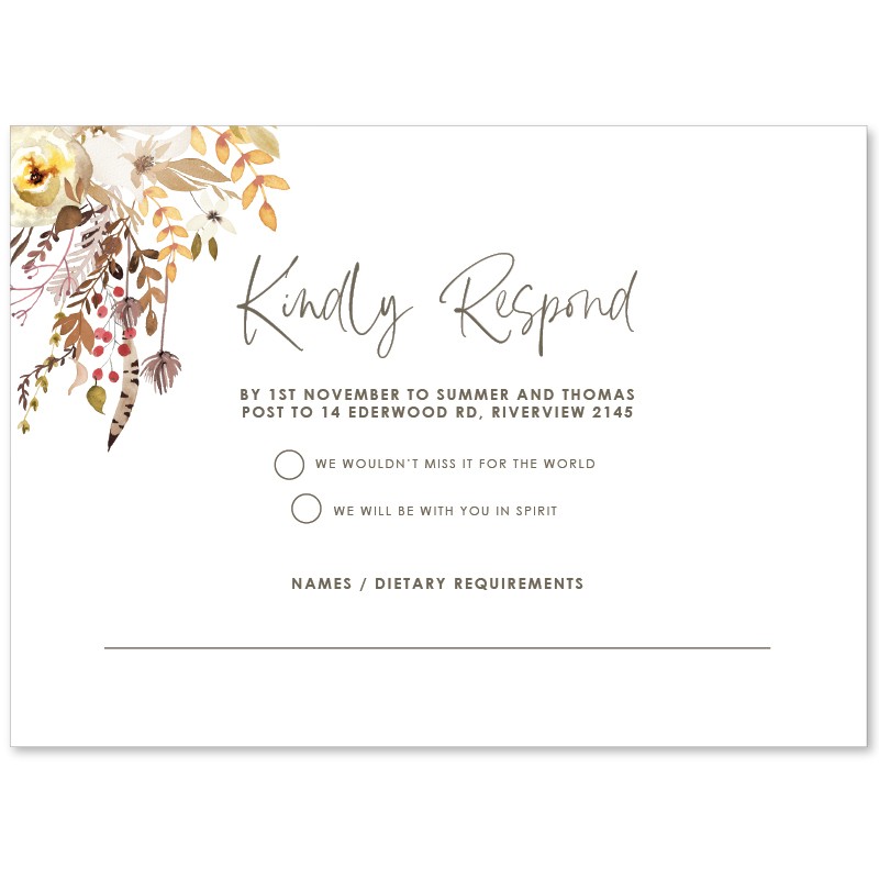 Boho Wedding Response Card