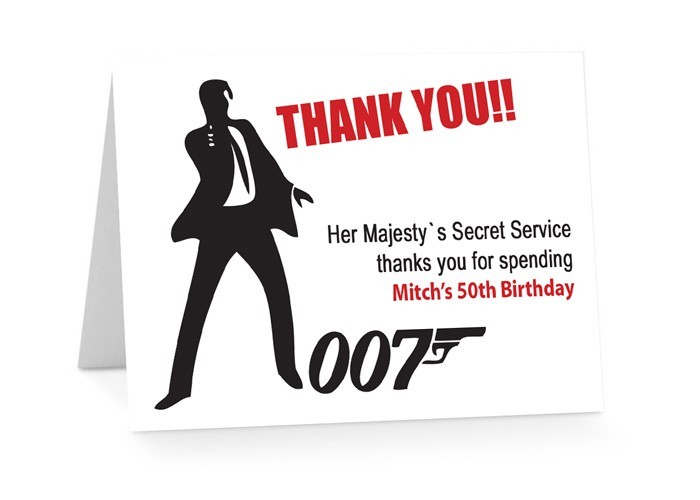 Bond 007 Birthday Thank You Cards