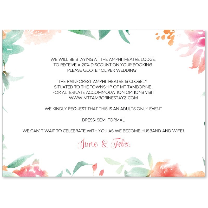 Botanical Watercolours Extra Information Card