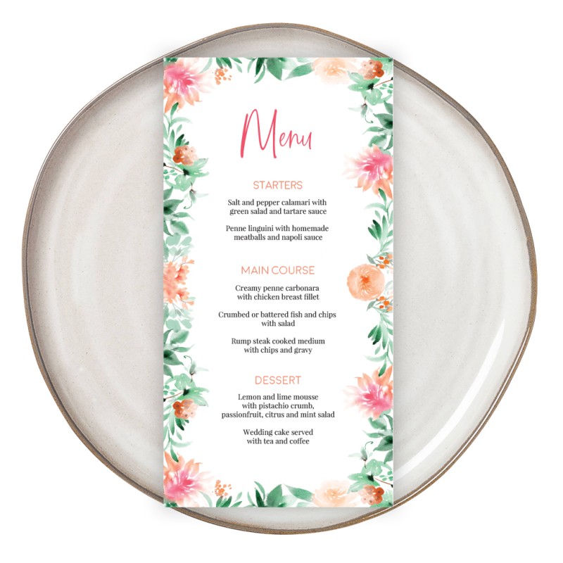 Botanical Watercolours Menu