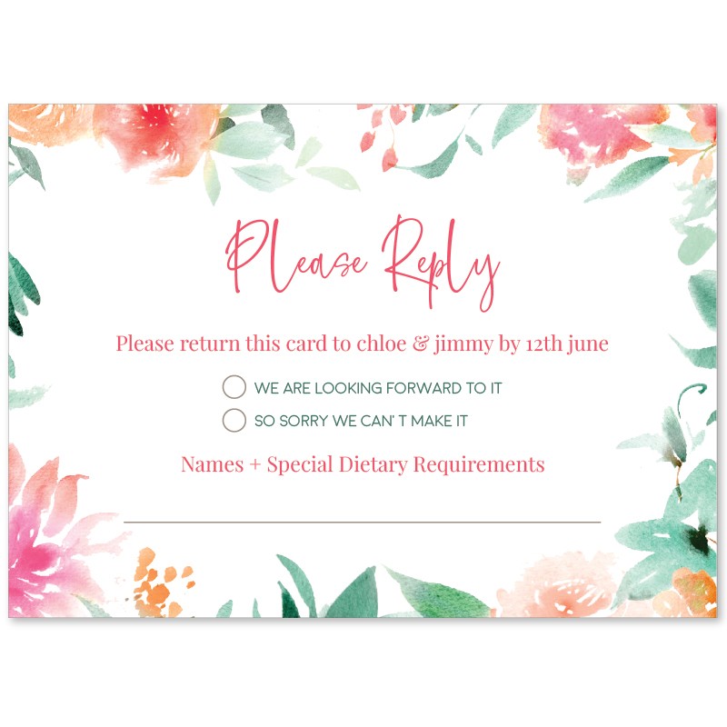 Botanical Watercolours Response Card