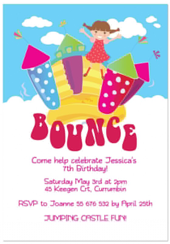 Bounce Girls Birthday Invitations