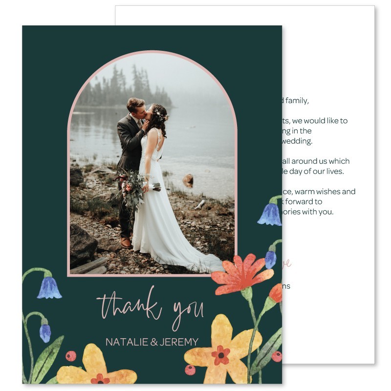 Bouquet Wedding Photo Thank You Card