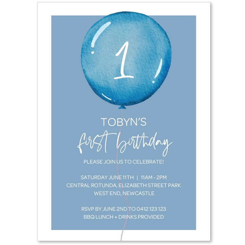 Balloon Boy 1st Birthday Invitations