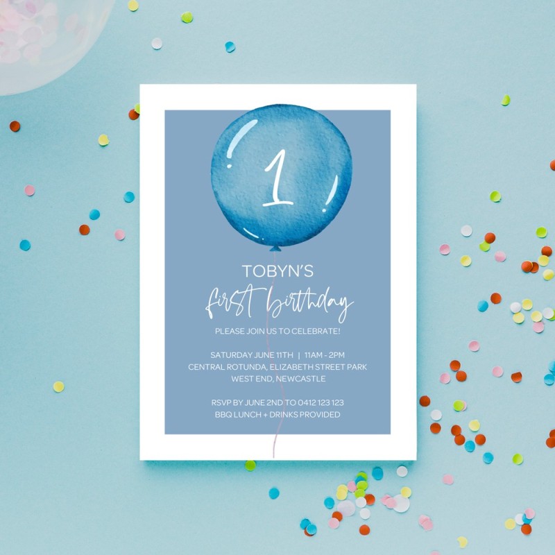 Balloon Boy 1st Birthday Invitations