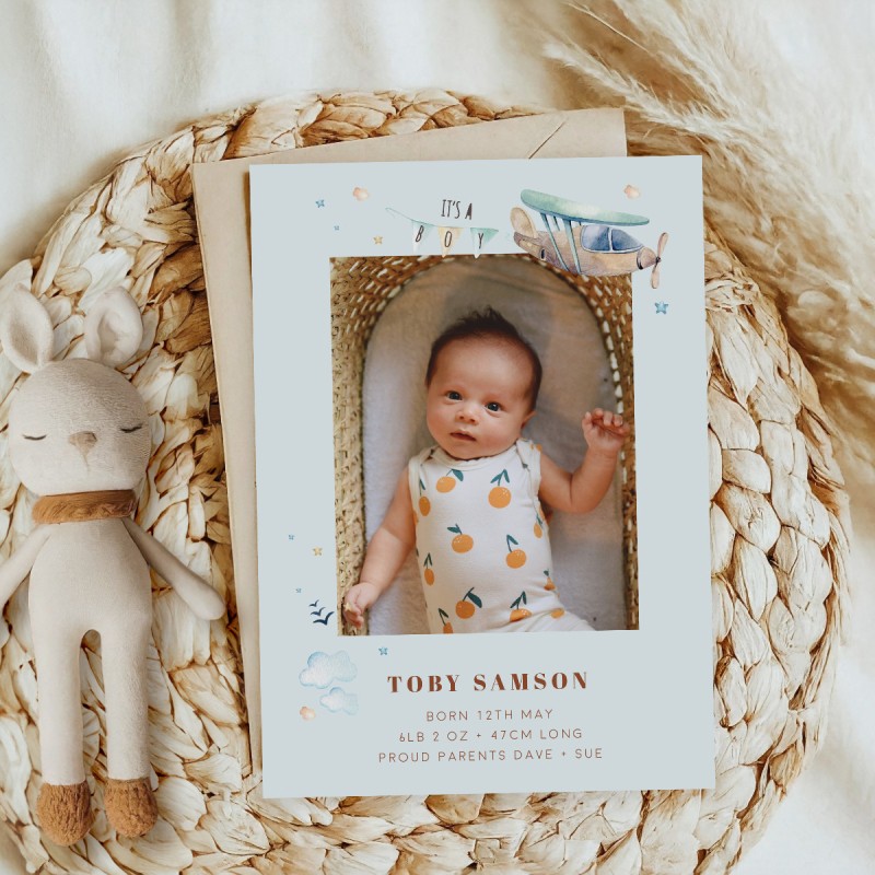 Boys Toys Birth Announcement Cards