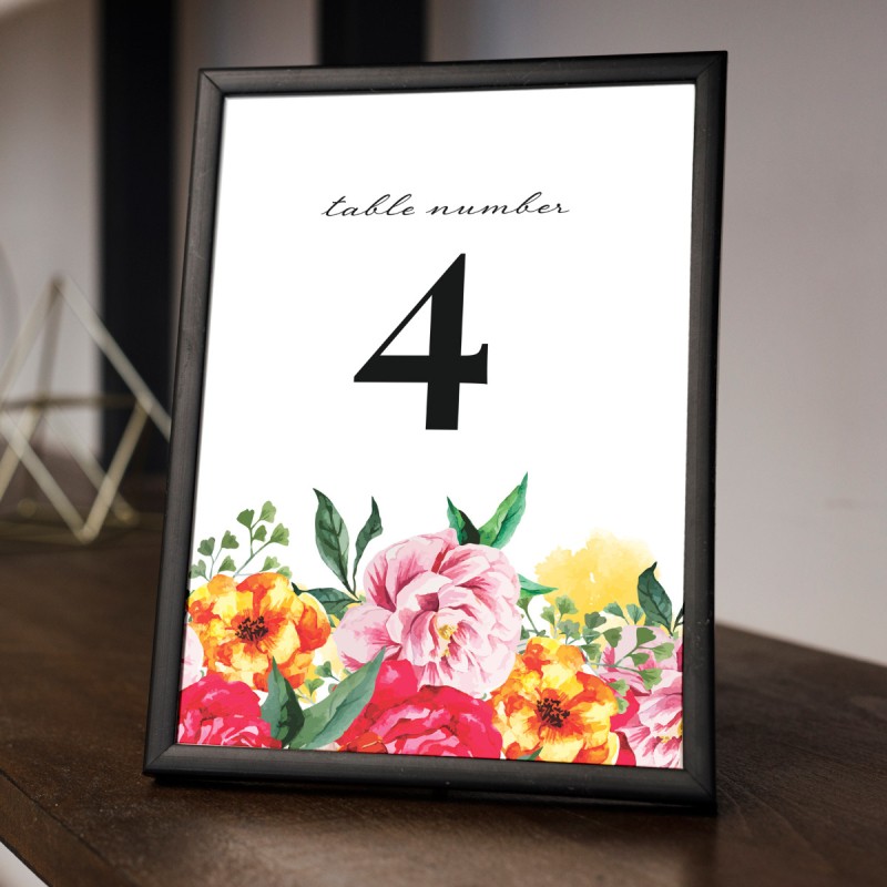 Bright Blooms Table Numbers 