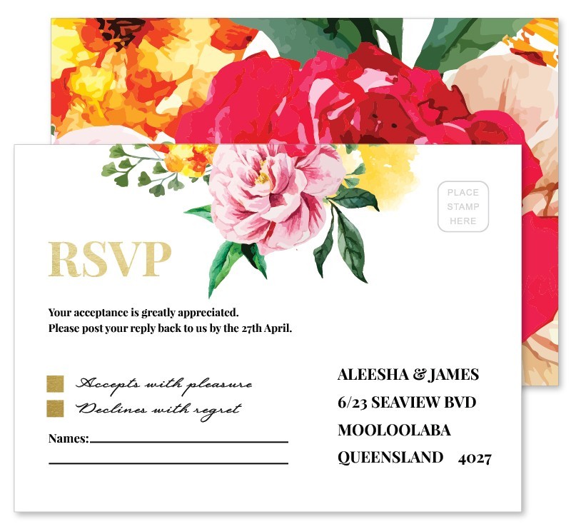 Bright Blooms Wedding Response Postcard
